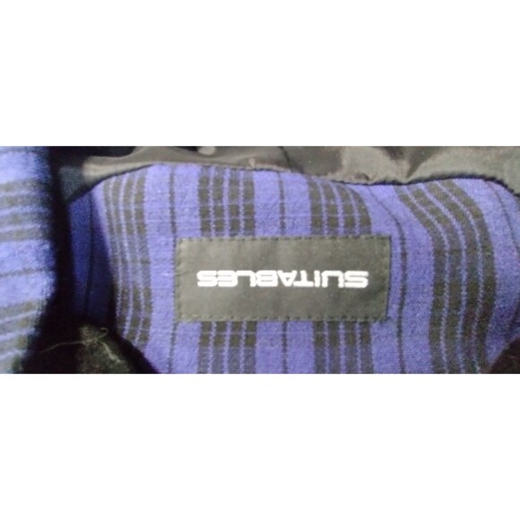 Suitables Blazer Womens 10 Royal Blue Black Plaid Edwardian Cut 1 Button Lined - Picture 7 of 8